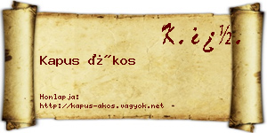 Kapus Ákos névjegykártya